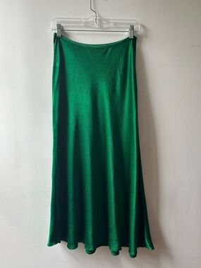 Zara Emerald Green Satin Bias Cut Skirt